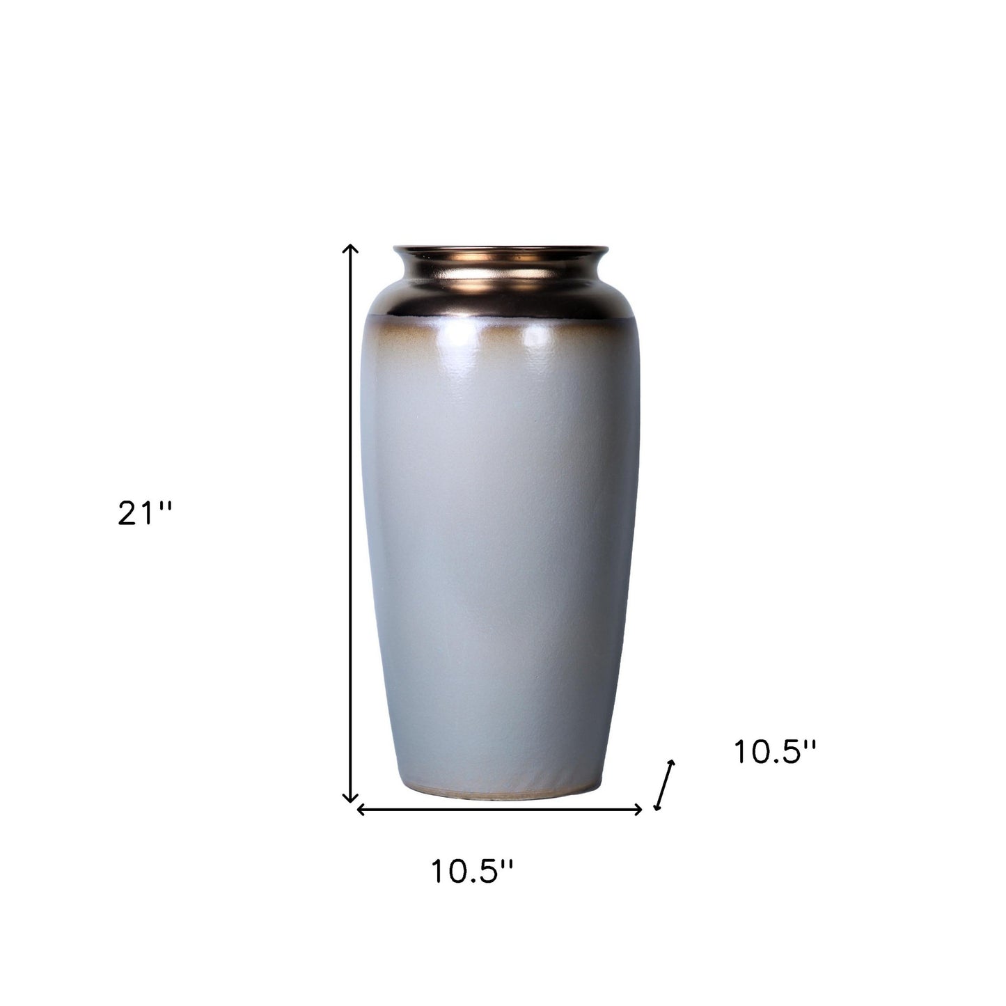 21" Gray and Gold Ombre Cylinder Ceramic Table Vase
