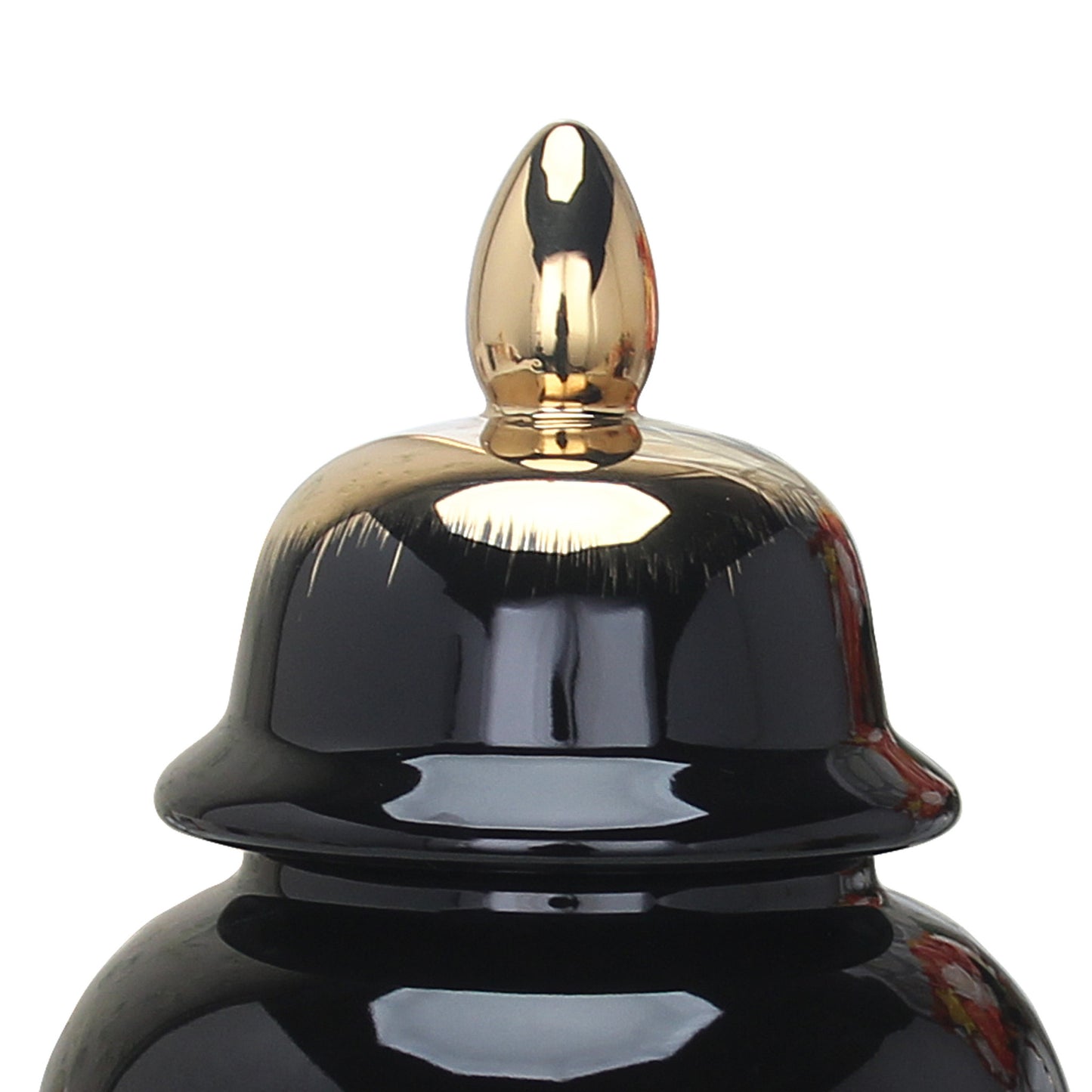 19" Black and Gold Color Block Urn Ceramic Ginger Jar