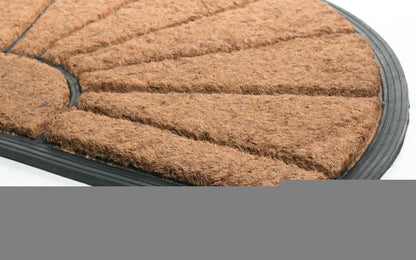 18" X 30" Beige and Black Rubber and Coir Outdoor Semi Circle Door Mat