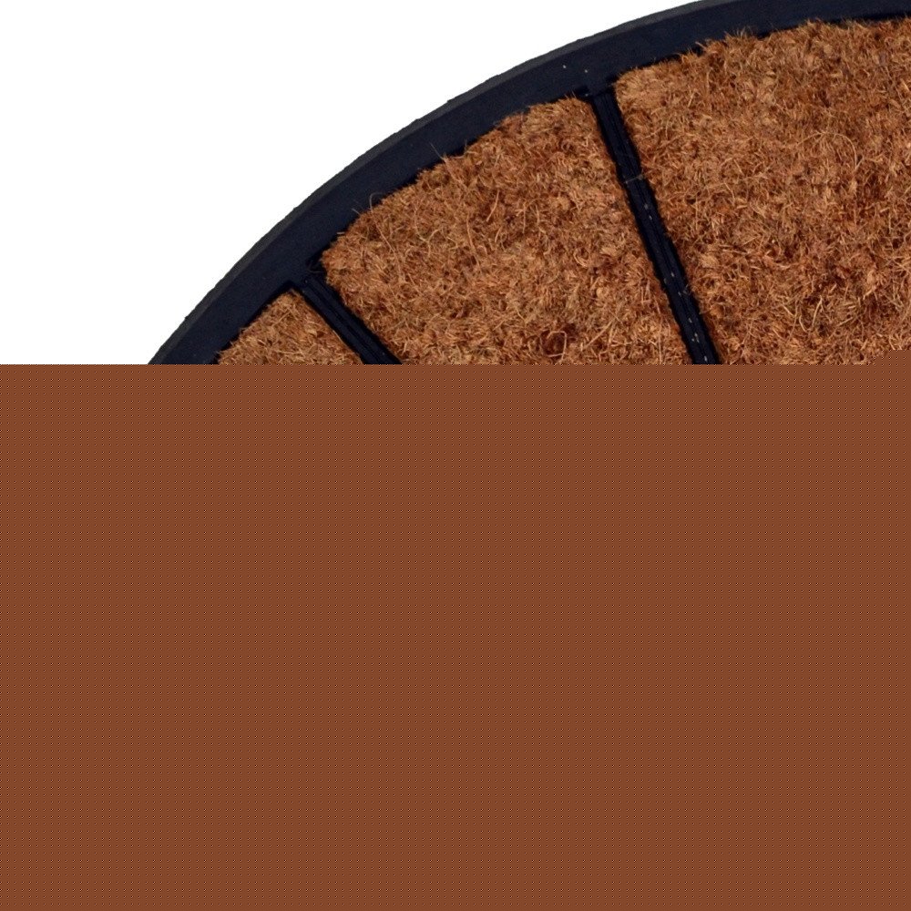 18" X 30" Beige and Black Rubber and Coir Outdoor Semi Circle Door Mat