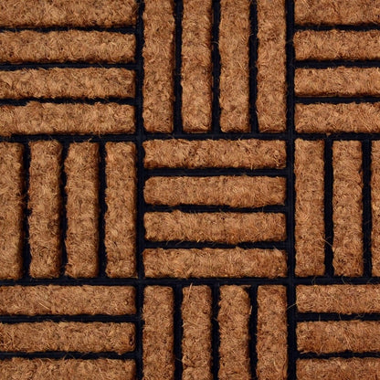 18" X 30" Beige and Black Rubber and Coir Outdoor Door Mat