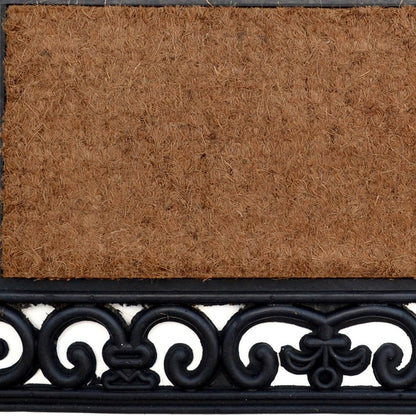 18" X 30" Beige and Black Rubber and Coir Outdoor Door Mat