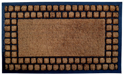 18" X 30" Beige and Black Rubber and Coir Outdoor Door Mat