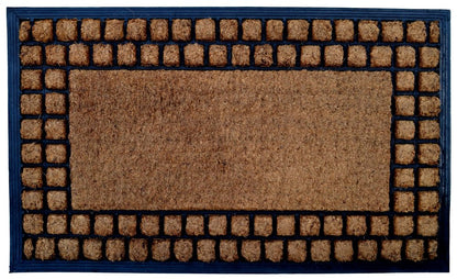 18" X 30" Beige and Black Rubber and Coir Outdoor Door Mat