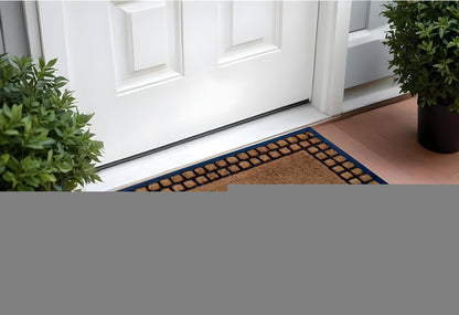 18" X 30" Beige and Black Rubber and Coir Outdoor Door Mat