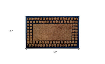 18" X 30" Beige and Black Rubber and Coir Outdoor Door Mat