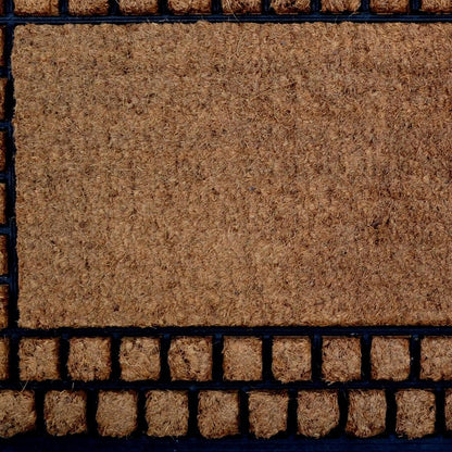 18" X 30" Beige and Black Rubber and Coir Outdoor Door Mat