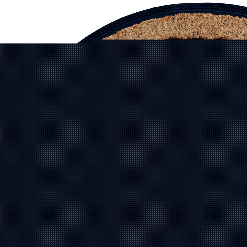 24" X 36" Beige and Black Rubber and Coir Outdoor Semi Circle Door Mat