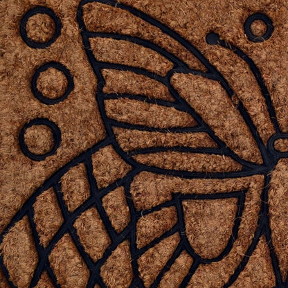 18" X 30" Beige and Black Rubber and Coir Outdoor Door Mat