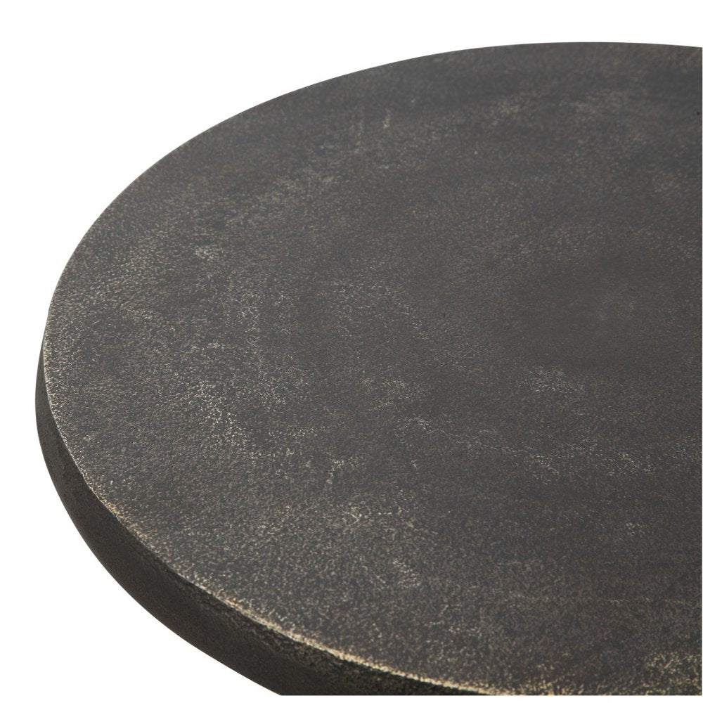 25" Bronze And White Aluminum Round Pedestal End Table