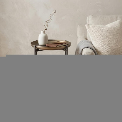 32" Bronze And Gray Steel Round Pedestal End Table