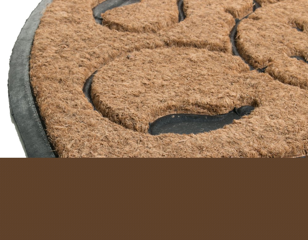 30" X 48" Beige and Black Rubber and Coir Outdoor Semi Circle Door Mat