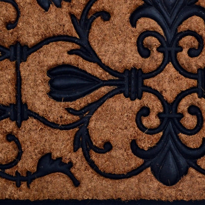 18" X 30" Beige and Black Rubber and Coir Outdoor Door Mat