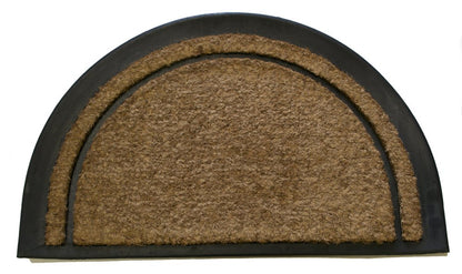 20" X 32" Beige and Black Rubber and Coir Outdoor Semi Circle Door Mat