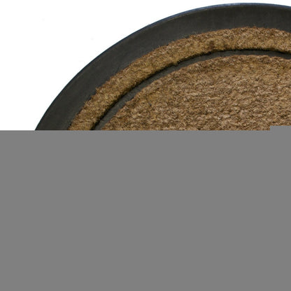 20" X 32" Beige and Black Rubber and Coir Outdoor Semi Circle Door Mat