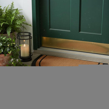 20" X 32" Beige and Black Rubber and Coir Outdoor Semi Circle Door Mat