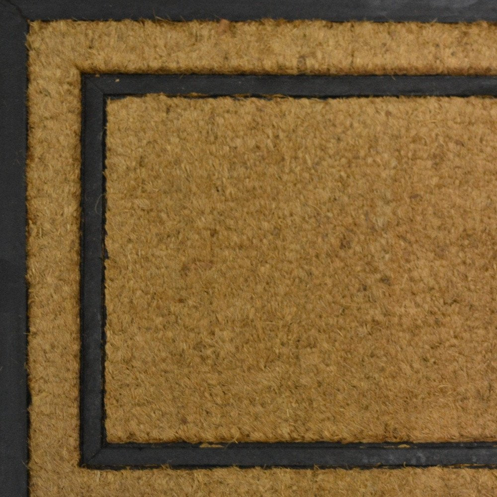 18" X 30" Beige and Black Rubber and Coir Outdoor Door Mat