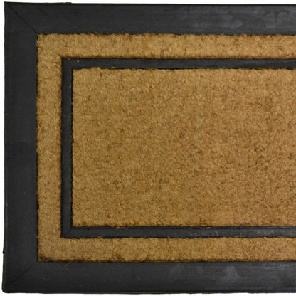18" X 30" Beige and Black Rubber and Coir Outdoor Door Mat