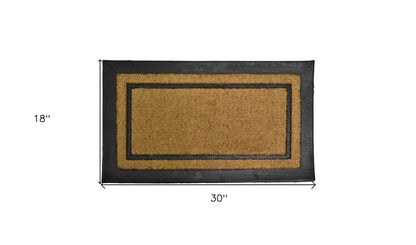 18" X 30" Beige and Black Rubber and Coir Outdoor Door Mat