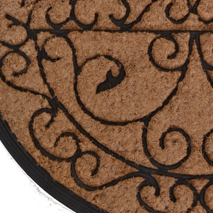 18" X 30" Beige and Black Rubber and Coir Outdoor Semi Circle Door Mat