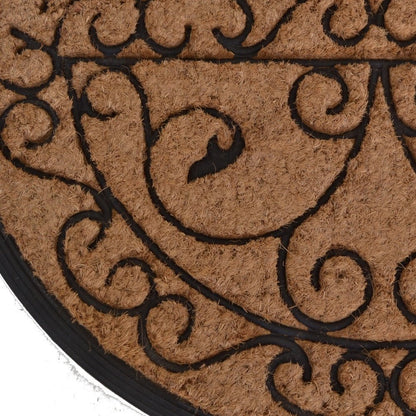 18" X 30" Beige and Black Rubber and Coir Outdoor Semi Circle Door Mat
