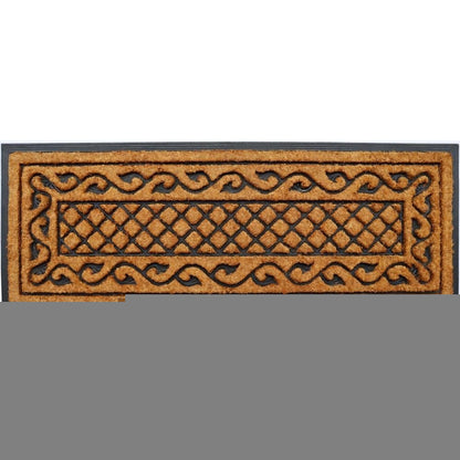 18" X 47" Beige and Black Rubber and Coir Outdoor Door Mat