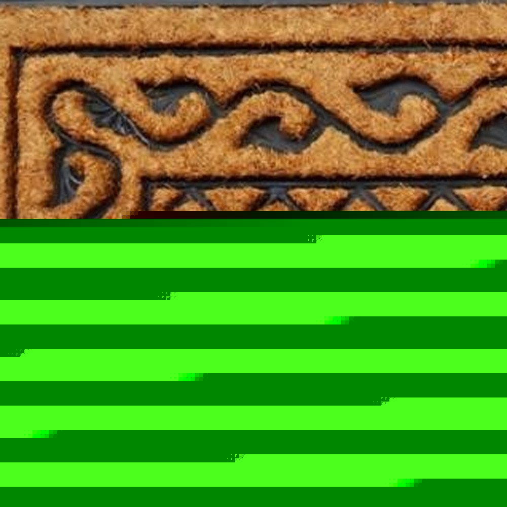 18" X 47" Beige and Black Rubber and Coir Outdoor Door Mat