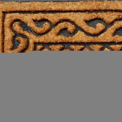 18" X 47" Beige and Black Rubber and Coir Outdoor Door Mat