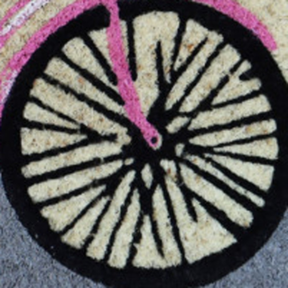 18" X 30" Beige and Black Coir Bicycle Outdoor Spring Door Mat