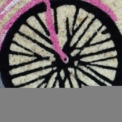 18" X 30" Beige and Black Coir Bicycle Outdoor Spring Door Mat