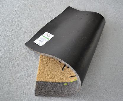 18" X 30" Beige and Black Coir Bicycle Outdoor Spring Door Mat