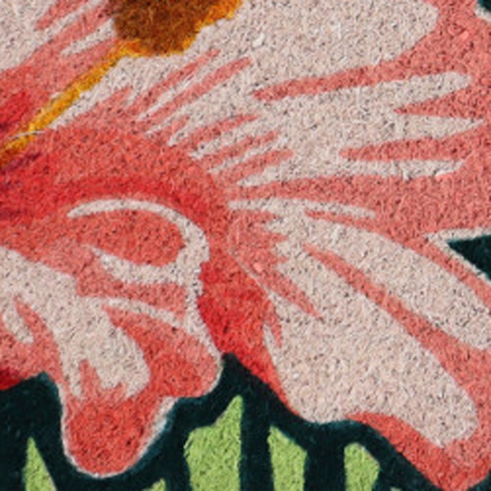 18" X 30" Blue and Pink Coir Tropical Outdoor Door Mat
