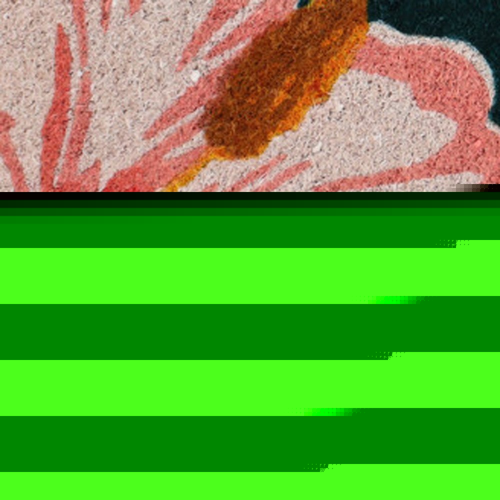 18" X 30" Blue and Pink Coir Tropical Outdoor Door Mat