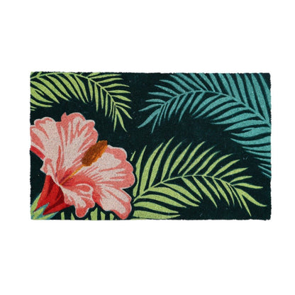 18" X 30" Blue and Pink Coir Tropical Outdoor Door Mat