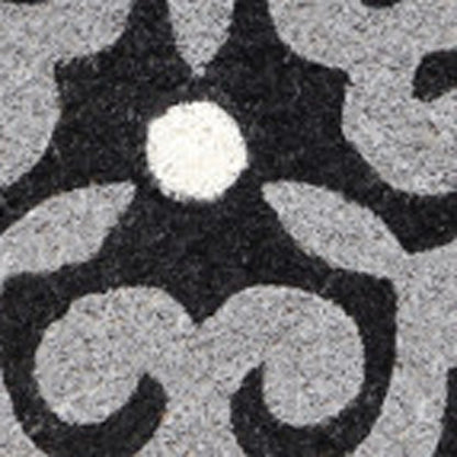 18" X 30" Beige and White Coir Damask Outdoor Door Mat