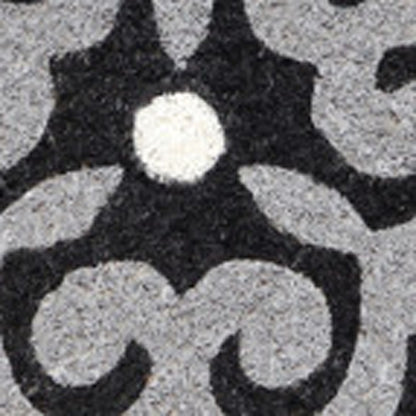 18" X 30" Beige and White Coir Damask Outdoor Door Mat