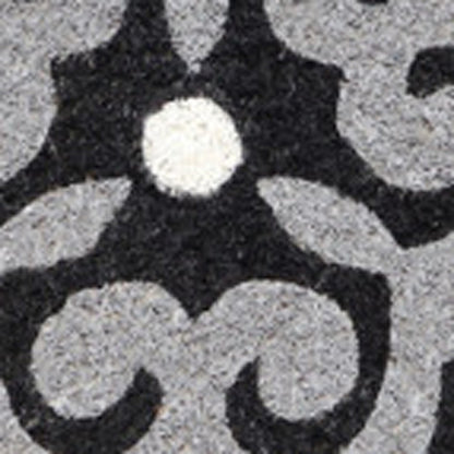 18" X 30" Beige and White Coir Damask Outdoor Door Mat