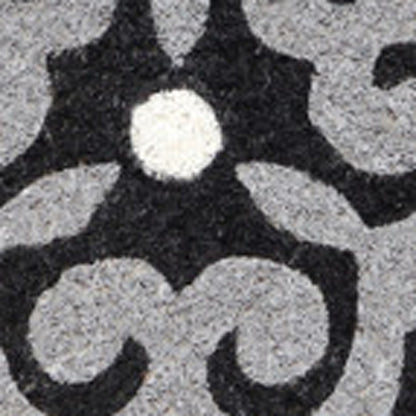 18" X 30" Beige and White Coir Damask Outdoor Door Mat