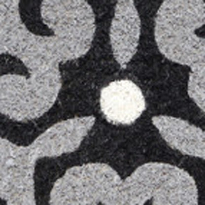 18" X 30" Beige and White Coir Damask Outdoor Door Mat