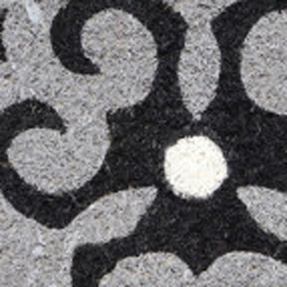 18" X 30" Beige and White Coir Damask Outdoor Door Mat