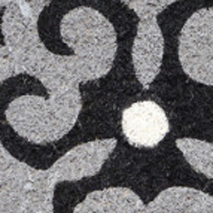 18" X 30" Beige and White Coir Damask Outdoor Door Mat