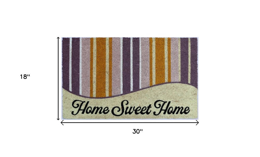 18" X 30" Beige and Black Coir Home Sweet Home Outdoor Door Mat