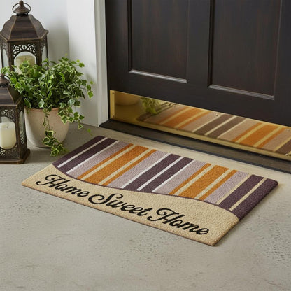 18" X 30" Beige and Black Coir Home Sweet Home Outdoor Door Mat