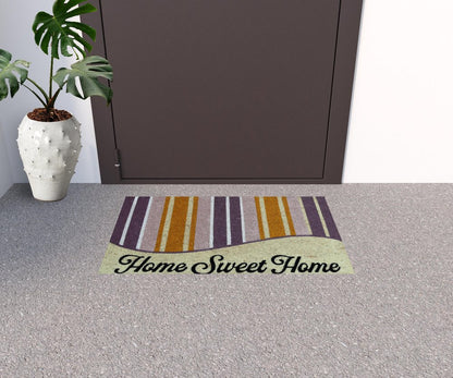 18" X 30" Beige and Black Coir Home Sweet Home Outdoor Door Mat
