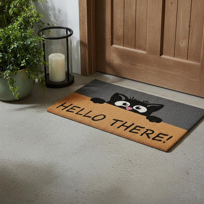 18" X 30" Beige and Black Coir Animal Print Outdoor Door Mat