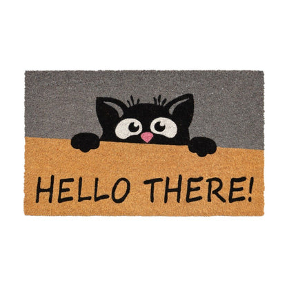 18" X 30" Beige and Black Coir Animal Print Outdoor Door Mat