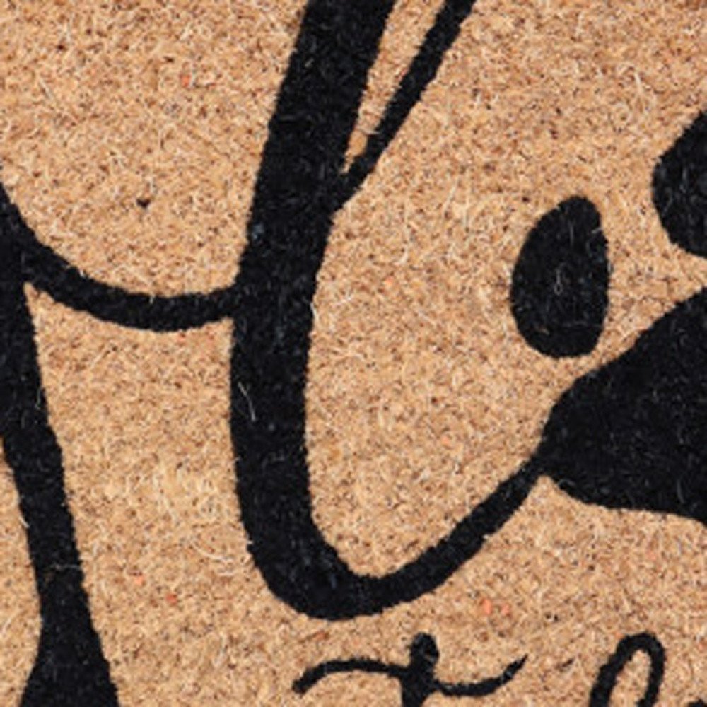 18" X 30" Beige and Black Coir Dog Outdoor Door Mat