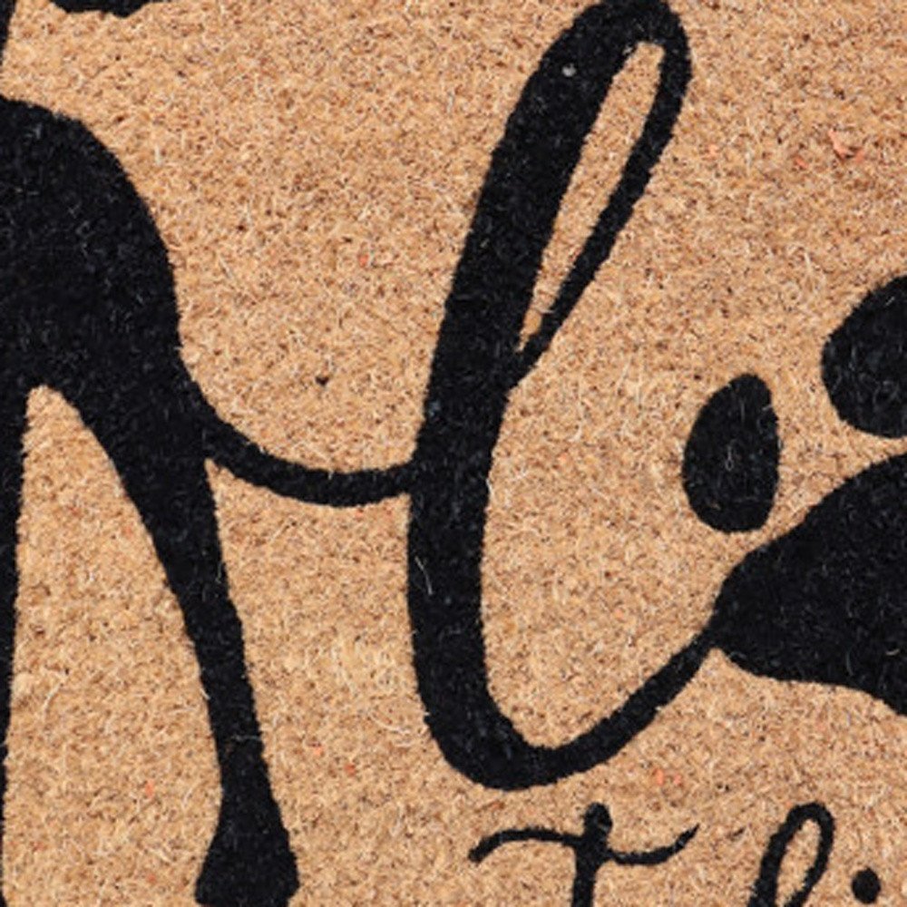 18" X 30" Beige and Black Coir Dog Outdoor Door Mat
