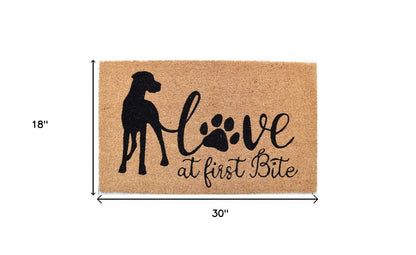 18" X 30" Beige and Black Coir Dog Outdoor Door Mat
