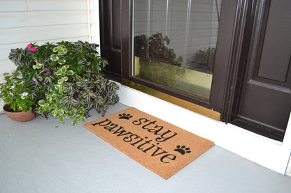18" X 30" Beige and Black Coir Outdoor Door Mat